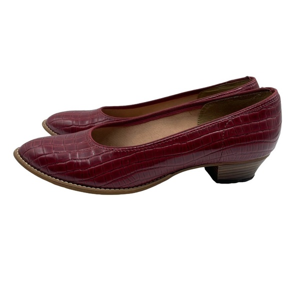 Vintage QualiCraft Casualets Red Crocodile Embossed Block Heels Pumps Size 9 - Picture 2 of 16